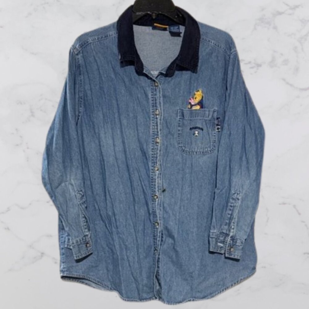 Vintage Women's Denim Winnie the Pooh Button down top